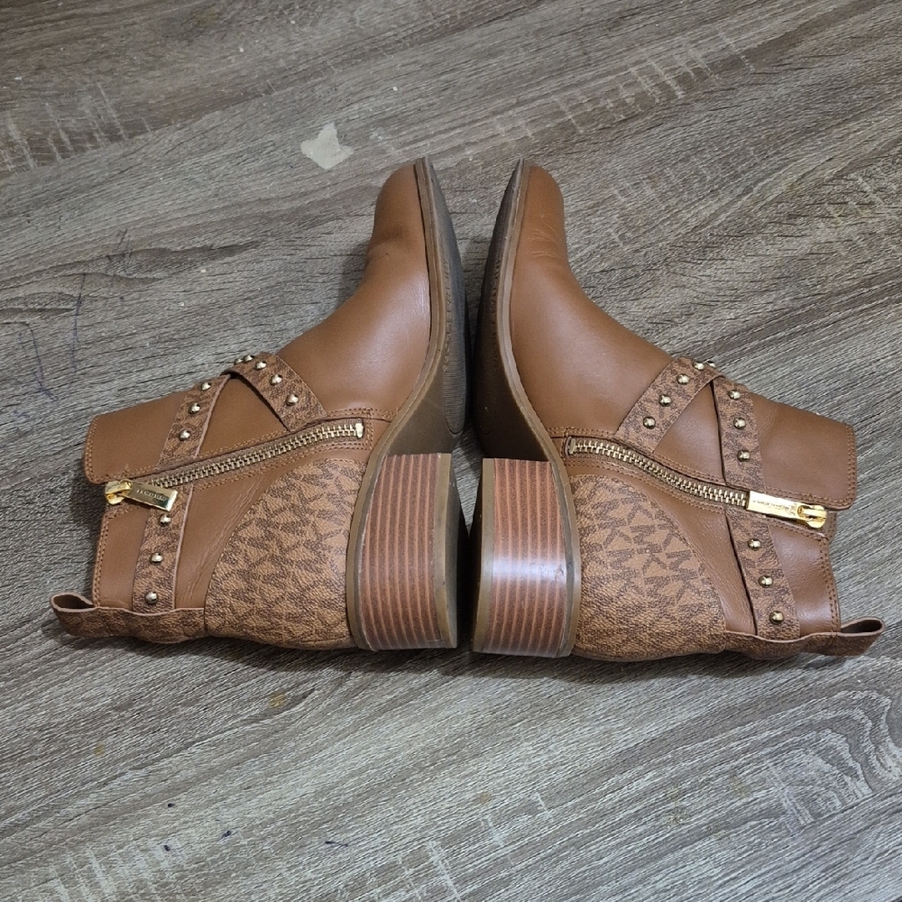 Michael Kors Tan Studded Ankle Boots - Picture 3 of 7